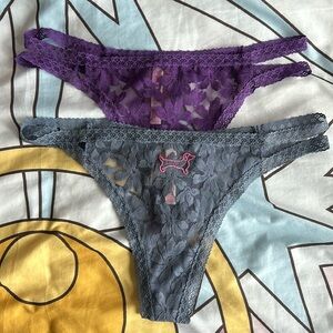 2 lace strappy PINK thongs